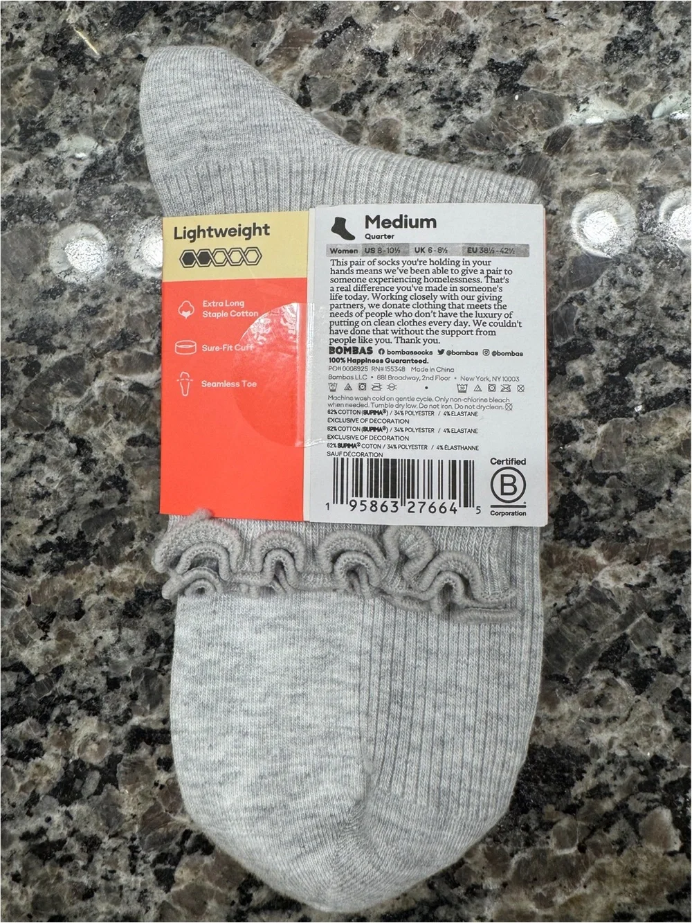Bombas Women’s Quarter Lightweight Frilly Socks